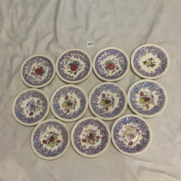 Vintage Spode purple china fruit/dessert bowl set - Picture 1 of 8